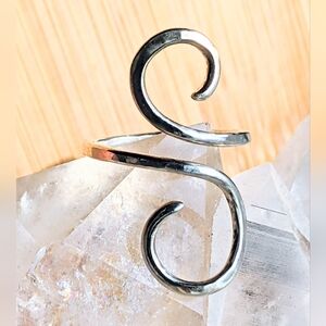 Sterling Silver Wrap Ring Artisan Crafted Hammered Curving Spiral Design